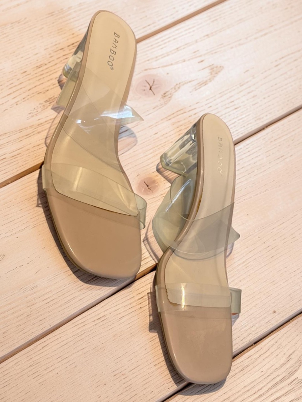 Nude/Clear Chunky Heel